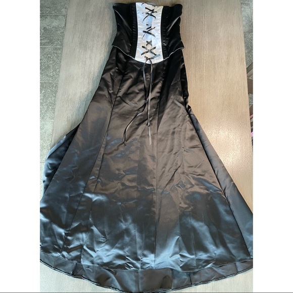 💛 Gunne Sax Black Corset Gown By Jessica McClintock Dress 2 - Picture 4 of 16